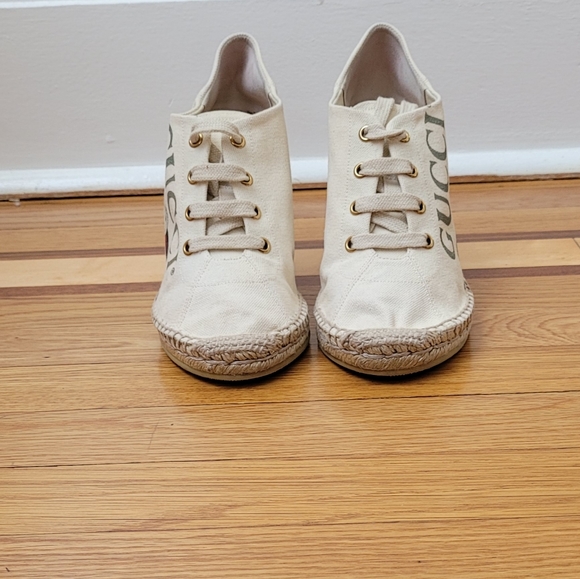 GUCCI WEDGE ESPADRILLE PLATFORM SNEAKERS - Picture 4 of 9